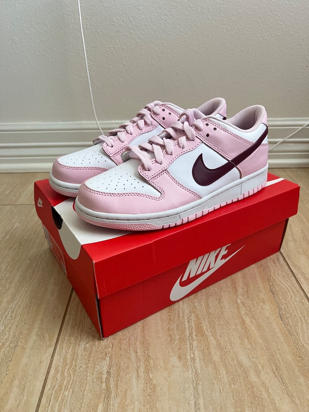 Size 6.5y - Nike Dunk Low Pink Foam Rose Dark Beetroot